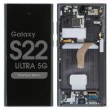TOUCHSCREEN + DISPLAY AMOLED DISPLAY COMPLETO + FRAME PER SAMSUNG GALAXY S22 ULTRA 5G S908B NERO SCHERMO SERVICE PACK + FRAME (NON ORIGINALE)