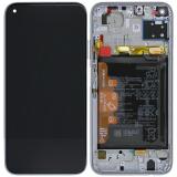 DISPLAY LCD + TOUCHSCREEN DISPLAY COMPLETO + FRAME + BATTERIA PER HUAWEI P40 LITE (JNY-L21A JNY-LX1) ROSA / BIANCO ORIGINALE