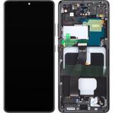 DISPLAY LCD + TOUCHSCREEN DISPLAY COMPLETO + FRAME PER SAMSUNG GALAXY S21 ULTRA 5G G998B FANTASMA NERO SCHERMO SERVICE PACK + FRAME (NON ORIGINALE)