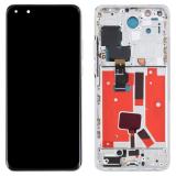 TOUCHSCREEN + DISPLAY OLED DISPLAY COMPLETO + FRAME PER HUAWEI P40 PRO (ELS-NX9 ELS-N04) BIANCO ORIGINALE