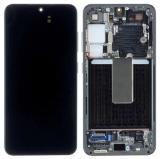 TOUCHSCREEN + DISPLAY AMOLED DISPLAY COMPLETO + FRAME PER SAMSUNG GALAXY S23 S911B NERO FANTASMA SCHERMO SERVICE PACK + FRAME (NON ORIGINALE)